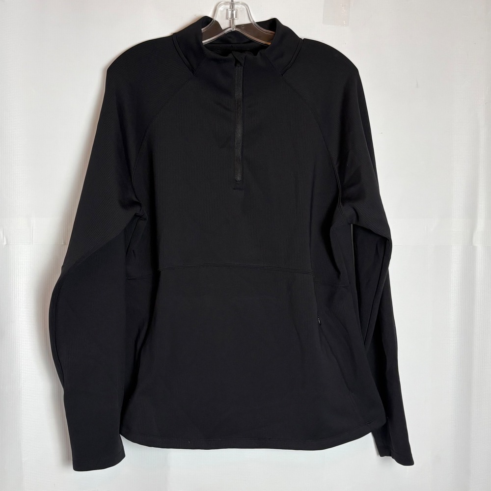 Mono B Womens Black Ribbed Quarter Zip Pullover Athletic Top 2XL Plus Gorp hike